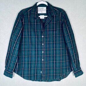Frank & Eileen Flannel Shirt Womens M Green Cotton Tartan Plaid Woven in Italy